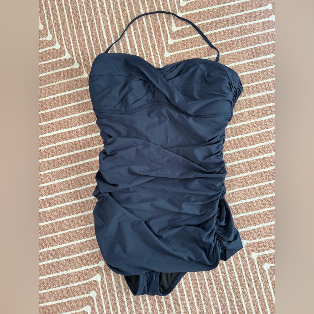 J Crew Ruched Strapless Swim Dress One Piece Size 14